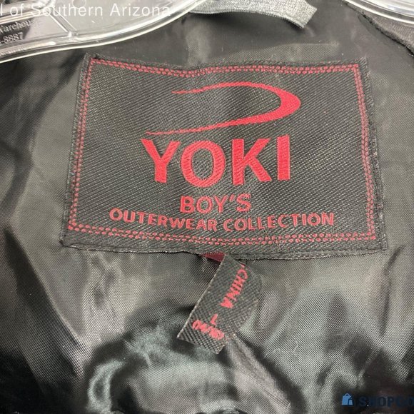 Yoki Bomber Jacket Boys Size L 14-16 Gray Full Zip Faux Fur Trim Hooded Polyeste - Picture 2 of 6